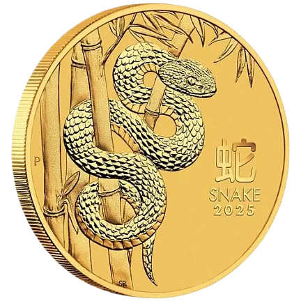 Монета «Лунный календарь Год Змеи», 2025 г., Золото, 15,55 гр., проба 9999, АВСТРАЛИЯ