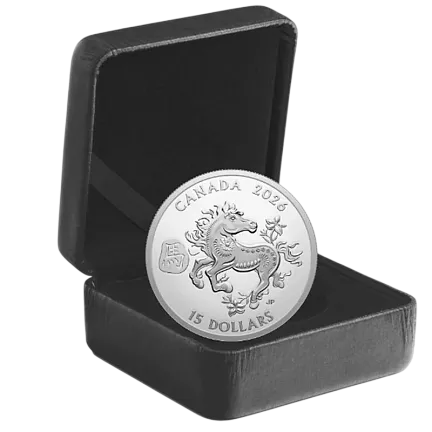 Монета «Год Лошади», 2026 г., Серебро, 31,39 гр., проба 999.9, КАНАДА