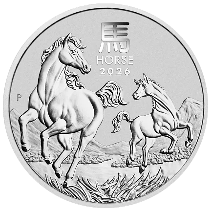 Монета «Год Лошади», 2026 г., Серебро, 62,2 гр., проба 999.9, АВСТРАЛИЯ