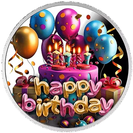 Монета «С Днем Рождения», 2025 г., Серебро, 17,5 гр., проба 999, КАМЕРУН