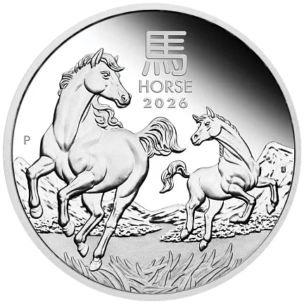 Монета "Год Лошади (пруф)", 2026 г., Серебро, 15,55 гр., проба 999.9, АВСТРАЛИЯ