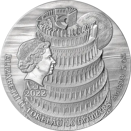 Монета «Вавилонская Башня», 2022 г., Серебро, 155,5 гр., проба 999, ТОКЕЛАУ