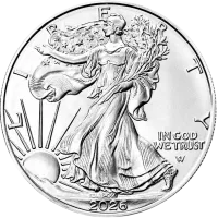 Монета «Американский орел», 2026 г., Серебро, 31,1 гр., проба 999, СОЕДИНЕННЫЕ ШТАТЫ