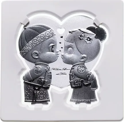 Монета «Влюбиться с первого поцелуя», 2021 г., Серебро, 15,55 гр., проба 999, НИУЭ