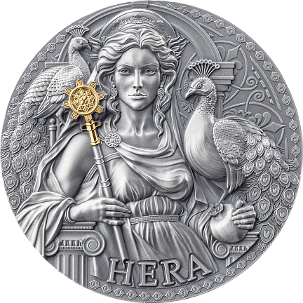 Монета "Гера", 2024 г., Серебро, 93,3 гр., проба 999, КАМЕРУН