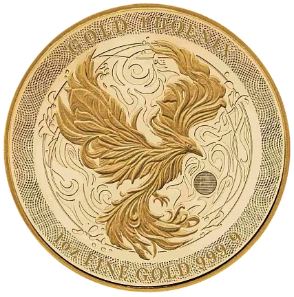 Монета «Золотой феникс», 2025 г., Золото, 31,1 гр., проба 9999, НИУЭ