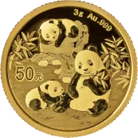 Монета «Панда», 2025 г., Золото, 3 гр., проба 999, КИТАЙ
