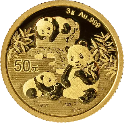 Монета «Панда», 2025 г., Золото, 3 гр., проба 999, КИТАЙ