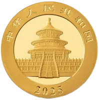 Монета «Панда», 2025 г., Золото, 30 гр., проба 999, КИТАЙ