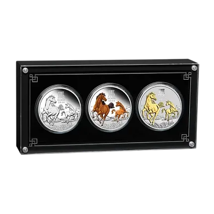 Год Лошади (набор, цветные), 2026 г., Серебро, 93,3 гр., проба 999.9, АВСТРАЛИЯ