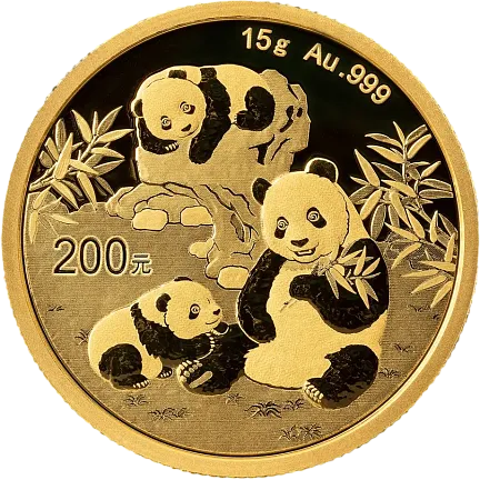 Монета «Панда», 2025 г., Золото, 15 гр., проба 999, КИТАЙ
