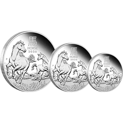 Год Лошади (набор), 2026 г., Серебро, 108,85 гр., проба 999.9, АВСТРАЛИЯ